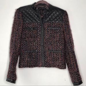 Zara Quilted Leather Tweed Chanel Style Jacket